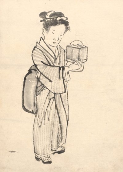 Pige, der holder et cricketbur af Tawaraya Sōri