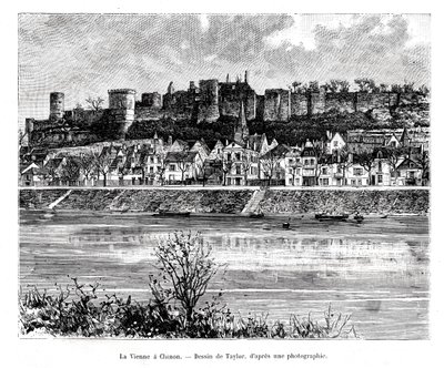 Chinon og Vienne-floden, Frankrig, 1800-tallet af Taylor
