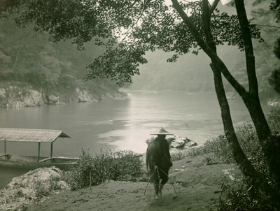 Fisker ved Hozu-floden, Arashiyama-distriktet, Kyoto ca. 1900 - 1915 (fotografi) af Teijiro Takagi