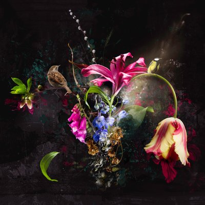 BOUQUET XXI, 2018 (blandet medier på lærred) af Teis Albers