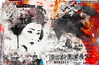 Modern Geisha, 2014 (blandet medier på lærred) af Teis Albers