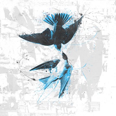 Spiraling Birds II, 2017 (Collage på lærred) af Teis Albers