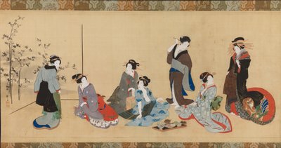 Kvindelig parodi på de syv filosoffer i bambusskoven Detail af Teisai Hokuba