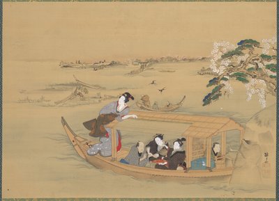 Lystbåd på Sumida-floden af Teisai Hokuba