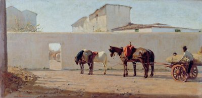 En forårsmorgen. Den hvide mur, ca. 1867 (olie på lærred) af Telemaco Signorini