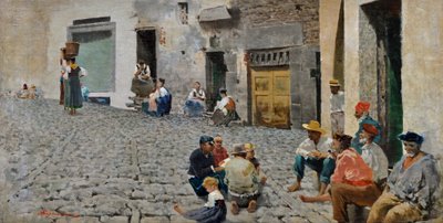 Sømænd i Riomaggiore, ca. 1892-93 (olie på lærred) af Telemaco Signorini