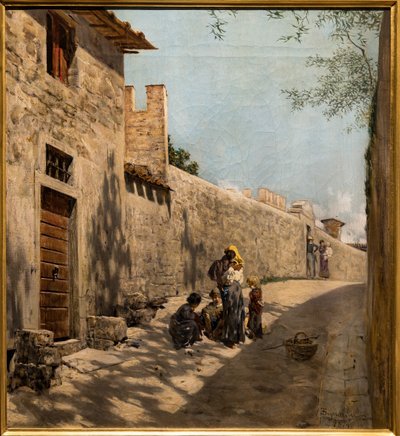 Lille Toscana-gade med figurer af Telemaco Signorini