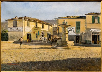 Square i Settignano, ca. 1861 (olie på lærred) af Telemaco Signorini