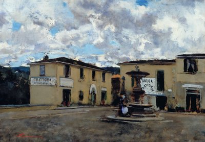 Torvet i Settignano, ca. 1889 (olie på lærred) af Telemaco Signorini