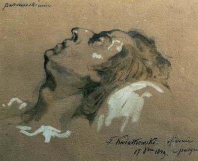 Den polske komponist og pianist Frederic Chopin (1810-1840) på sit dødsleje, skitse af Teofil Kwiatkowski (1809-1891) af Teofil Kwiatkowski