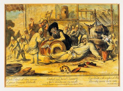 Pulcinella fremstiller testamente af Blaise Nicolas Le Sueur