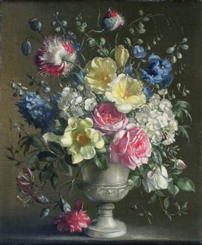 Sommerblomster (olie på lærred) af Terence Loudon