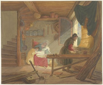 Den hellige familie i Josefs værksted af Tethart Philip Christian Haag