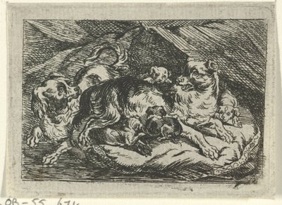 Kuld med unge hunde af Tethart Philip Christian Haag