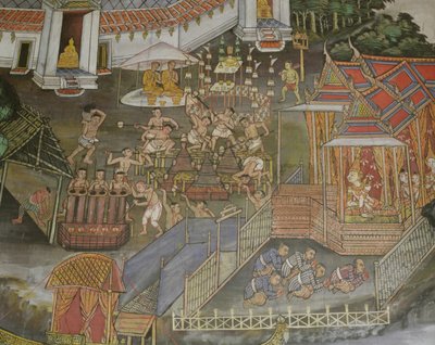 Udsnit af byen Phitsanulok, Wat Bowonniwet Vihara, Bangkok af Thai School