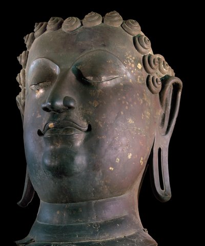 Kæmpe Buddha hoved, Lanna stil (bronze) af Thai School