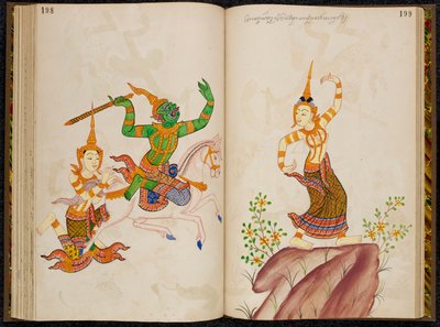Scene fra den thailandske version af Vidhura-pandita Jataka. af Thai School