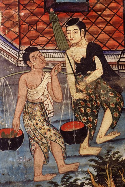 Thai kvinder (vægmaleri) af Thai School