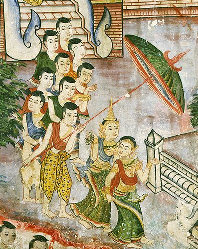 Wiharn Laikarn, episode fra Jataka Sang Thong (fresco) af Thai School