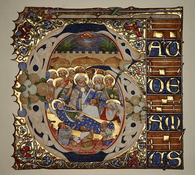 Marlay Cutting IT.18 Dormition of the Virgin, fra en gradual af Santa Mattia i Murano, Venedig, ca. 1450 (bladguld & tempera på pergament) af The Master of the Murano Gradual