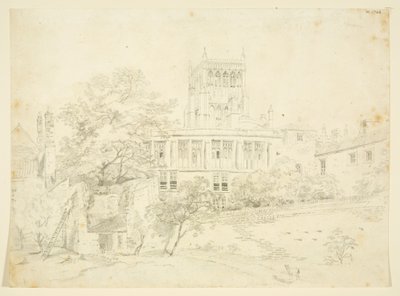 Havefronten til et af Prebendal-husene (blyant og akvarel på papir) af The Rev. John Eagles