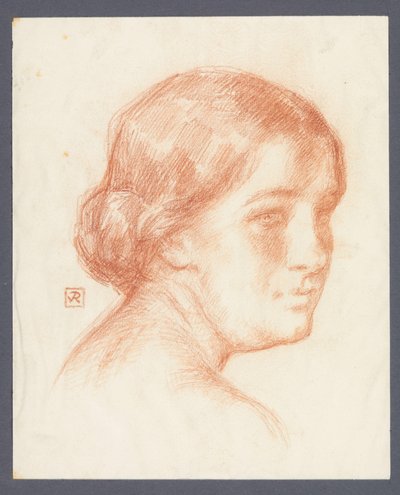 Portræt af en ukendt kvinde af Theo Van Rysselberghe (signed by artist)