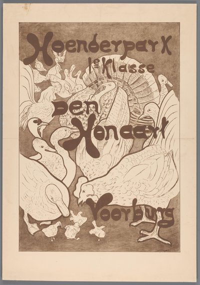 Plakat for Hoenderpark 1. klasse Den Honaart Voorburg af Theo van Hoytema (possibly)