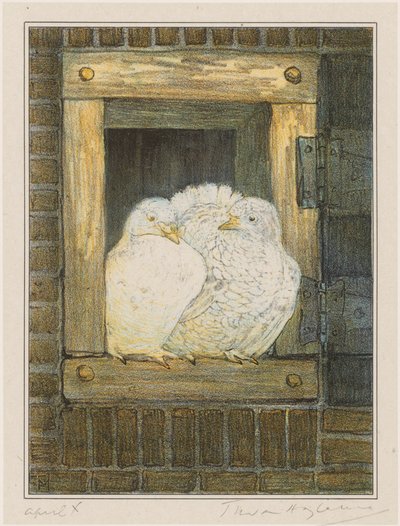 Hvide duer i vinduet af Theo van Hoytema (signed by artist)