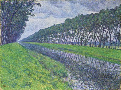 Canal in Flanders; Le canal en Flandre par temps triste, 1894dani af Théo van Rysselberghe