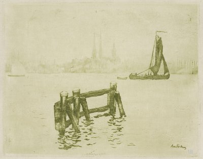Udsigt over Amsterdam af Théo van Rysselberghe