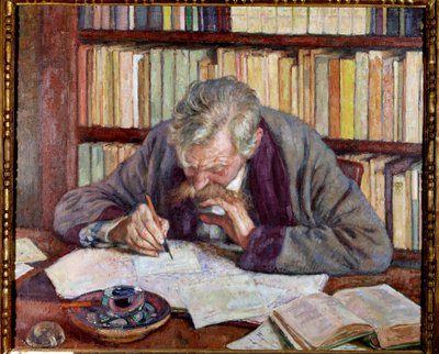Portræt af den belgiske digter Emile Verhaeren (1885-1916) på hans kontor Maleri af Theodore Van Rysselberghe (1862-1926) Paris fra det 20. århundrede. Kommunalt museum for moderne kunst af Théo van Rysselberghe