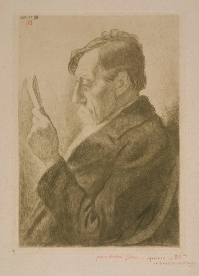 Portræt af forfatteren Émile Verhaeren, læsende af Théo van Rysselberghe