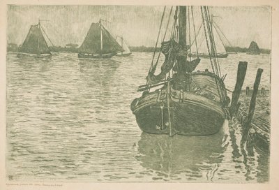 Skibe i regnen af Théo van Rysselberghe