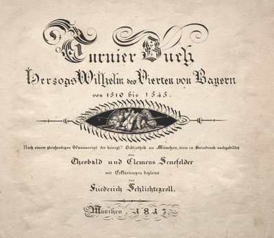 Bog om turneringer: Titelside, 1817. af Theobald Senefelder