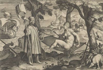 New Inventions of Modern Times [Nova Reperta], The Discovery of America, plade 1, ca. ..., ca. 1600. af Theodoor Galle