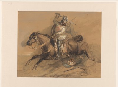 Korsfarer slår en tyrkisk soldat af Theodoor Schaepkens