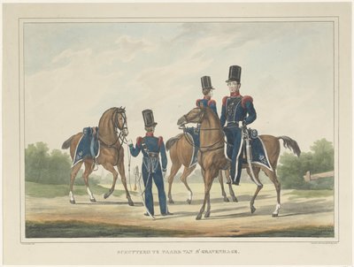 Riflemænd til hest i Haag, 1830 Rifle on Horse of Haag (titel på objekt) af Theodoor Soeterik