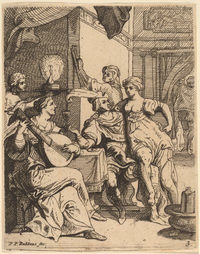Den fortabte dreng spilder sit stof i værtshuset af Theodoor van Thulden after Sir Peter Paul Rubens