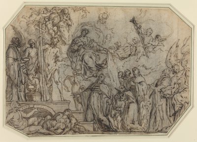 Treenigheden og Jomfruen, der viser sig for gejstligheden af Theodor Boeyermans