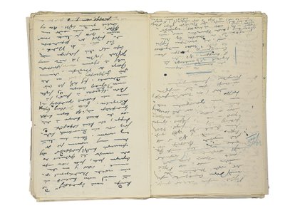 Autografmanuskriptudkast til artikler om Berlins liv og samfund, sammen med et fragment af et udkast til en roman, ca. 1878-94 (pen & blæk på papir) af Theodor Fontane