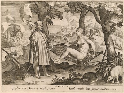 Amerika af Theodor Galle after Jan van der Straet