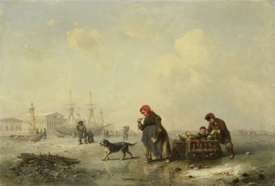 The Newa i St. Petersborg (Leningrad) om vinteren af Theodor Hildebrandt