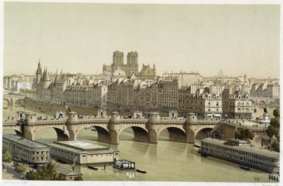 Ile de la Cite og Pont Neuf i Paris af Theodor Josef Hubert Hoffbauer