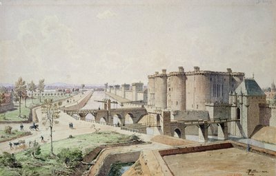 Bastillen i 1420 (pen og blæk og wc på papir) af Theodor Josef Hubert Hoffbauer
