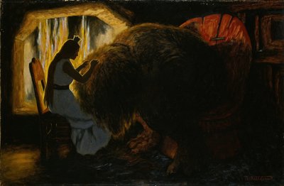 Prinsessen plukker lus fra trolden af Theodor Kittelsen