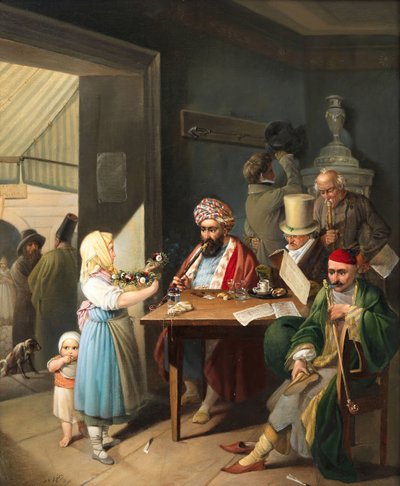 Grækere og tyrkere i et wienerkaffehus, 1824. af Theodor Leopold Weller