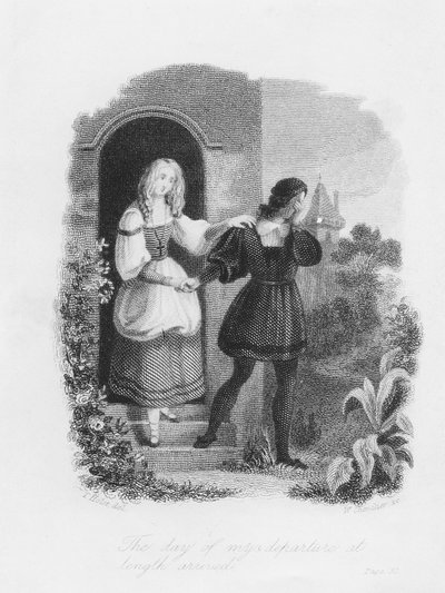 The Day of My Departure at Length Arrived, frontispice fra "Frankenstein" af Mary Shelley (1797-1851), graveret af William Chevalier (1804-66) af Theodor M. von Holst