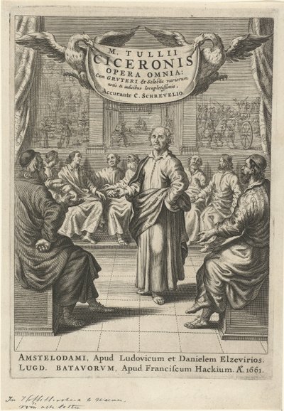 Cicero og diskuterende figurer Titelside for: Cicero, opera omnia, 1661 af Theodor Matham