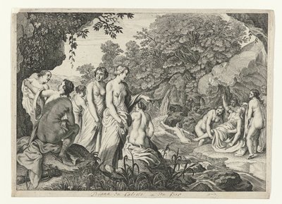 Diana opdager Callisto .s graviditet Metamorphoses of Ovid (serietitel) af Theodor Matham