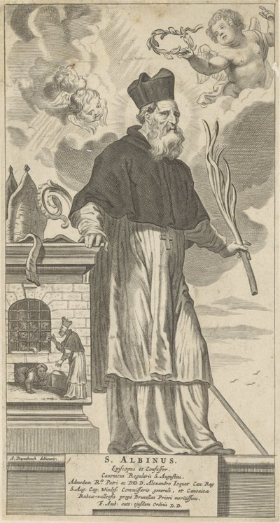 H. Albinus van Angers Sankt Albinus. Biskop og skriftefader (titel på objekt) af Theodor Matham